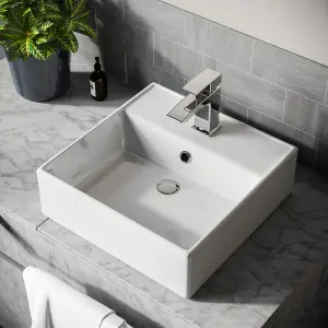 Nes Home 385 x 385mm Cloakroom Square Counter Top Basin Sink