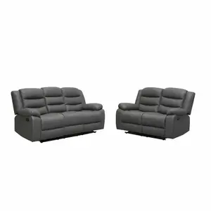 Milano Grey Leather Recliner Sofa Set 3+2