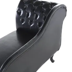 Left Hand Chaise Lounge Faux Leather Black NIMES