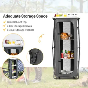 Costway 3 Tier Folding Pop-Up Cupboard Compact Camping Storage Cabinet w/ Carrying Bag X-Large Size