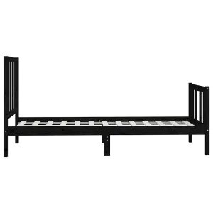 Berkfield Bed Frame Black Solid Wood 100x200 cm