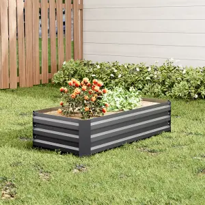 100cm W x 60cm D Galvanized Rectangular Outdoor Raised Garden Bed Planter Box in Grey