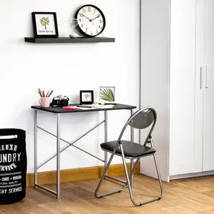 Harbour Housewares - Industrial Office Desk & Chair Set - Black/Black