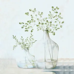 Vases With Greenery - Wrapped Canvas Print 30cm H x 30cm W x 3.8cm D