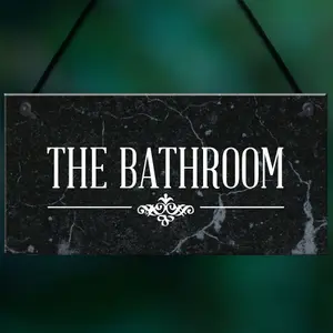 The Bathroom Hanging Sign Bathroom Toilet Decor Marble Theme Home Gift