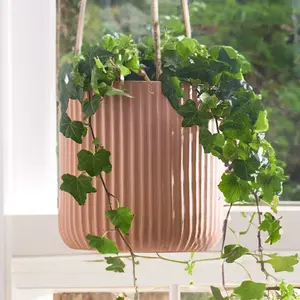 Small Rib Terracotta Hanging Planter Indoor Outdoor Flower Plant Pot Houseplant Garden Planter