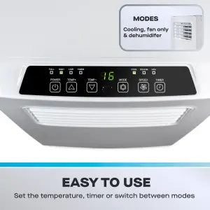 Daewoo 2-in-1 Winter Bedroom Dehumidifier & Summer 9000 BTU Air Conditioner with Remote Control White