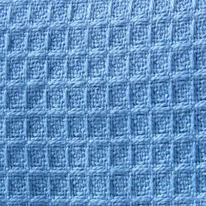 Homescapes Organic Cotton Waffle Baby Blanket Blue, 125 x 150 cm