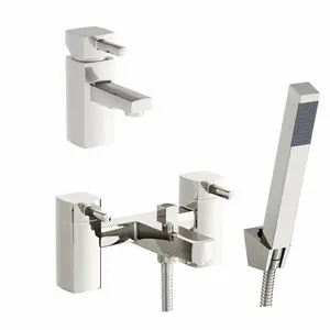 ENKI Stella Chrome Modern Brass Bathroom Mixer Tap Pack BBT0011