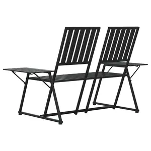 Berkfield 2-Seater Garden Bench 165 cm Black Steel