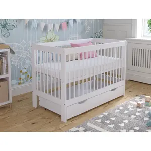 Adwolf Cot Bed with Drawer and Mattress White