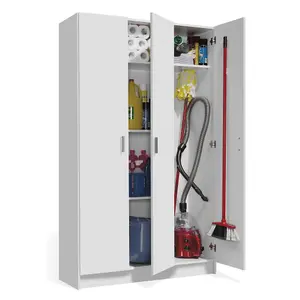 VITA 3 Door Utility Storage Broom Cupboard in Matt White