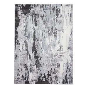 Grey Abstract Modern Easy To Clean Abstract Rug For Dining Room-120cm X 170cm