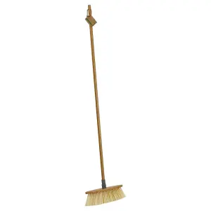 JVL Bamboo Long Handles Sweeping Brush with Plastic Bristles