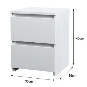 SunDaze Chest of Drawers Storage Bedroom Furniture Cabinet 2 Drawer White 30x30x40cm