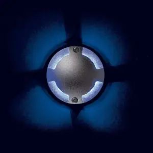 Luminosa LED 12 Light 4 Way Walkover Recessed Light Aluminium, Blue IP67