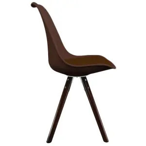 Soho Chocolate Plastic Dining Chair with Pyramid Dark Wood Legs