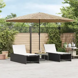 Berkfield Garden Parasol with LEDs and Steel Pole Brown 388x388x248 cm