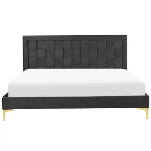 Velvet EU King Size Bed Black LIMOUX