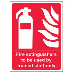 Fire Extinguishers Used By Trained Staff Only Sign - Rigid Plastic - 150x200mm (x3)