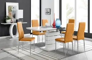 Renato 6 Extending Table And 6 Mustard Milan Chairs