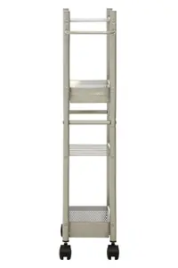 Maison by Premier Dara 4 Tier Brush Nickel Trolley with 2 Baskets