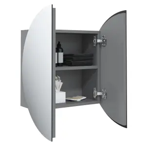 Berkfield Bathroom Cabinet with Round Mirror&LED Grey 47x47x17.5 cm