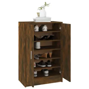 Shoe Cabinet Smoked Oak 60x35x92 cm Engineered Wood