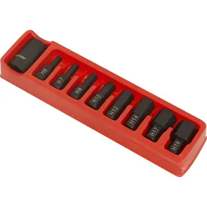 Premium 9 Piece Impact Hex Socket Bit Set with Steel Bit Holder