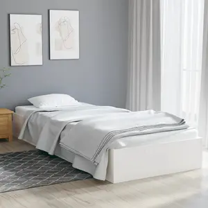 Berkfield Bed Frame White Solid Wood 75x190 cm Small Single