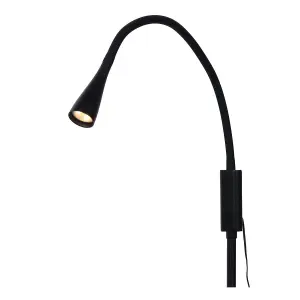 Lucide Zozy Modern Floor Reading Lamp - LED Dim. - 1x4W 3000K - 3 StepDim - Black