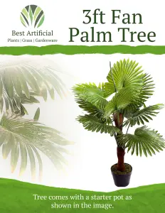 Best Artificial 3ft - 90cm Fan Palm Tree