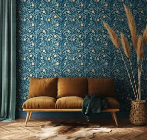 Hoopla Walls Rosehip Trail Navy Blue Smooth Matt Wallpaper