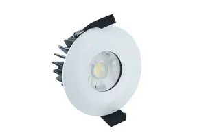 Luminosa LED Low Profile IP65 Fire Rated Downlight Recessed Spotlight 6W 4000K 440lm Dimmable Matt White IP65