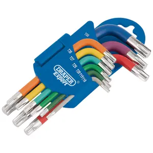 Draper Metric Coloured Short Arm Draper TX-STAR Key Set 9 Piece 66135