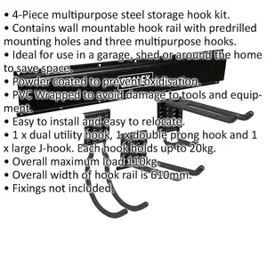 Versatile Wall-Mounted Storage Hook Kit for Garage, Garden, and Home