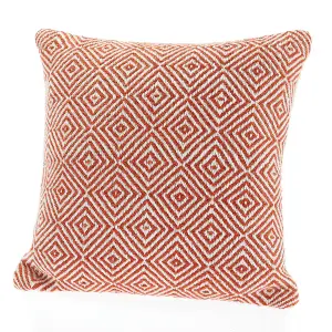 Woven Indoor Outdoor Washable Diamond Cosy Cushion Rust - 45cm x 45cm