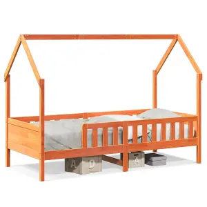 Berkfield Kids' House Bed Frame without Mattress Wax Brown 90x200 cm Pine