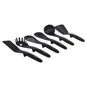 BLAUMANN 15 Pcs Black Matt Colour Aluminium Induction Space Saving Cookware Frying Pan Set Detachable Handle with 6 Tools