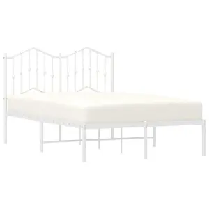 Berkfield Metal Bed Frame with Headboard White 120x200 cm