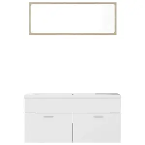 Berkfield Bathroom Furniture Set White and Sonoma Oak Engineered Wood