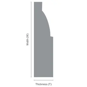 Primed White MDF Ovolo Skirting board (L)2400mm (W)144mm (T)14.5mm