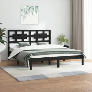 Berkfield Bed Frame Black Solid Wood Pine 200x200 cm