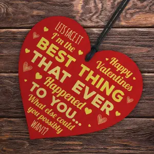 Red Ocean Funny Valentines Gifts Boyfriend Husband Girlfriend Wife Wood Heart Valentines Gift For Him Her