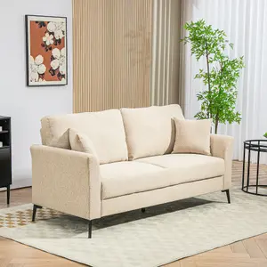 HOMCOM 3 Seater Sofa, Linen Fabric Sofa for Living Room, Beige