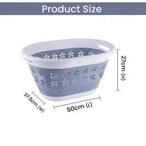 Grey Plastic Foldable Laundry Basket - 16L