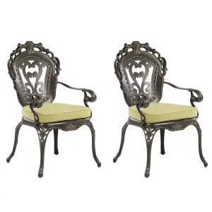 Set of 2 Garden Chairs with Cushions SAPRI Metal Dark Brown