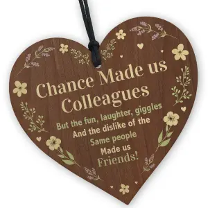 Red Ocean Chance made us Colleagues Fun and Laughter Novelty Wooden Hanging Heart Leaving Gift Plaque Work Friendship Sign