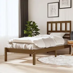 Berkfield Bed Frame Honey Brown Solid Wood Pine 100x200 cm