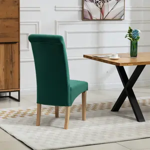 Rimini Velvet Fabric Dining Chairs - Set of 2 - Green